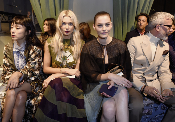 wearing Burberry at the Burberry September 2016 show during London Fashion Week SS17 at Makers House on September 19, 2016 in London, England.