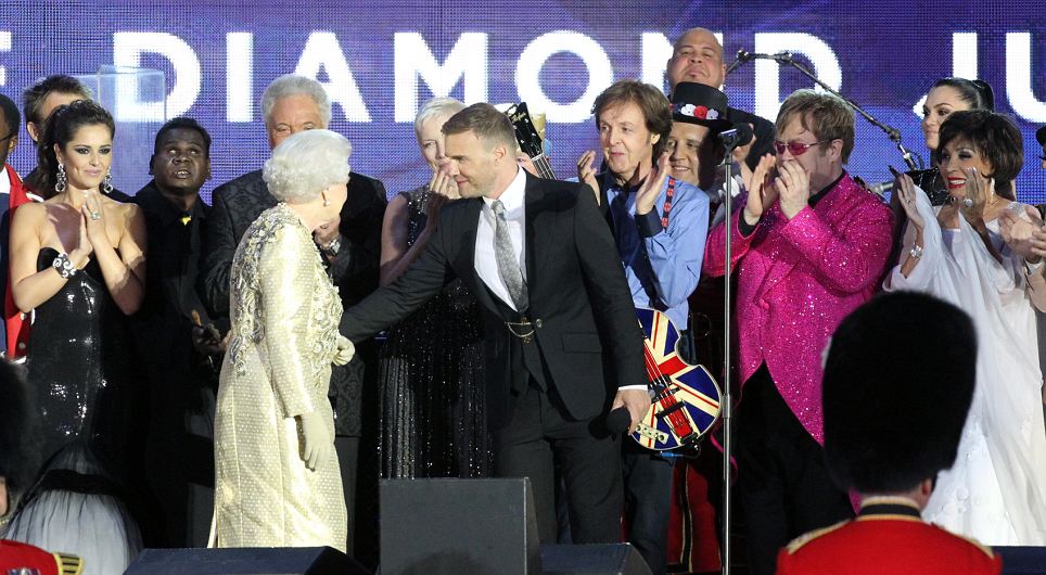 The Queen, Gary Barlow, Sir Paul McCartney, Sir Elton John, Dame Shirley Bassey