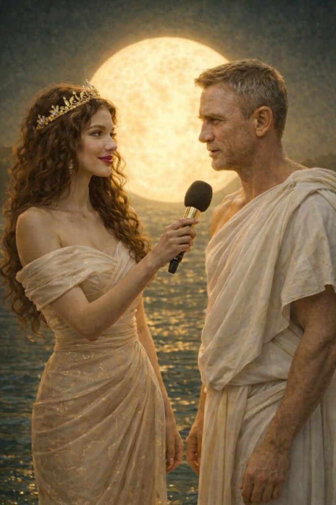 AMANDA INTERVIEWING A HANDSOME GLADIATOR