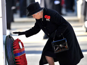 The Queen Lays A Wreath At The Cenotaph