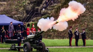 A 21-gun Salute At Cardiff Castle on Day For Sapphire Jubilee