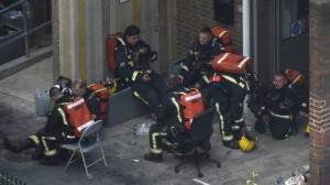 Exhausted Firefighters Take A Break At Grenfell Tower