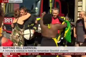 Notting Hill Carnival - People Hug Firefighters
