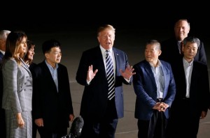 President Trump & Melania Trump on Tarmac With Kim Hak-Song, Kim Dong Chul, Kim Sang-Duk
